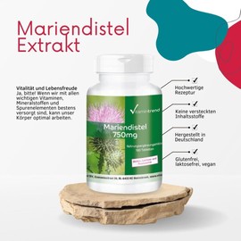 Milk Thistle Extract 750 mg - 80% Silymarin - 180 Vegan Tablets - High Dose Vitamintrend®