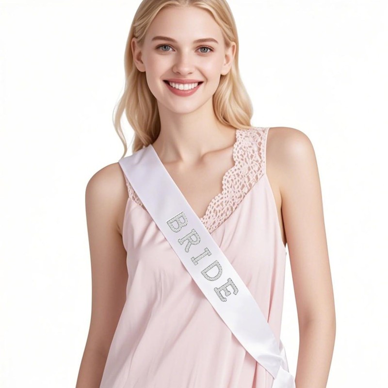 Bride Sash White Pearls Rhinestones Bride Sash for Wedding, Bridal