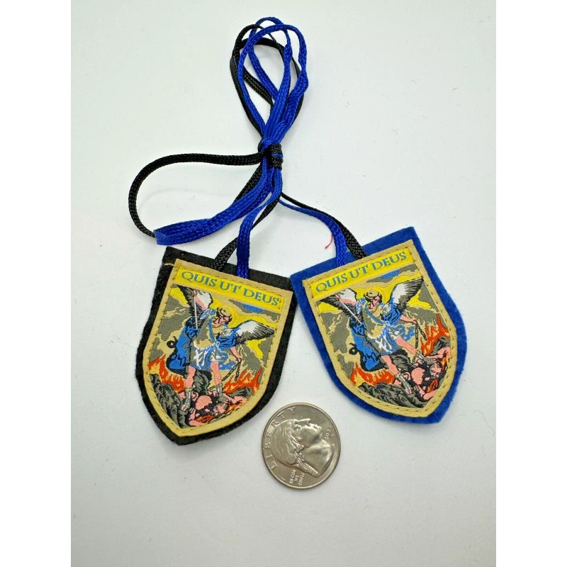 St. Michael Woven Cloth Scapular - Blue Shield