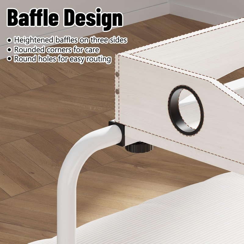 Overbed Table with Wheels, Overbed Desk with Adjustable Length and