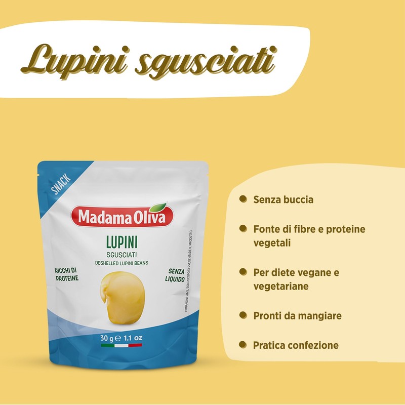 MADAMA OLIVA, Lupini Sgusciati, Ottimo Snack per Aperitivi, Ideale per