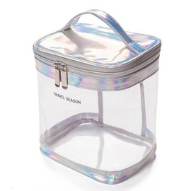 Mudas Color Line Transparent Waterproof Large Capacity Makeup Pouch Cylinder / 무다스 컬러 라인 투명 방수 대용량 메이크업 파우치 실린더