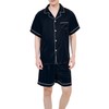 AprBean Mens Pajama Set Silky Fabric Short Sleeve Loungewear Two
