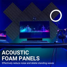 Topnaca Sound Proofing Panels, Brick Shaped Soundproofing Foam Panels, 12 Pack Acoustic Wall Panels for Room, Podcast, Recording, Studio Treatment 12” X 12” X 1”