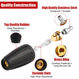 Pressure Washer Tips Turbo Nozzle Pressure Washer 4000 PSI Max Rotating Pressure Washer Nozzle with 2PCS 1/4'' Quick Connect for Cleaning Brick, Concrete, and Vinyl Surfaces 4.0 GPM 4.0 Orifice