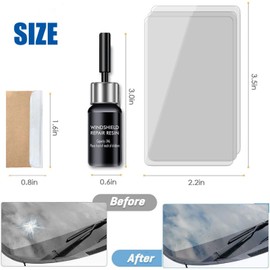 Windshield Chip Repair Kit, 2 Bottles Nano Glass Repair Fluid Quick Glass Crack Fix and Windshield Crack Repair, Cracks Gone Windshield Repair Kit for Chips and Cracks in Bulls-Eye, Star Shape