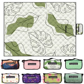 juanooo Cute Waterproof 76"X57" Large Picnic Blanket Lightweight Foldable Outdoor Picnic Beach Mat Sand Proof Blanket Cozy Beach Rug for Picnic Camping Park Lawn Hiking Concerts Indoor Play Mat, Leaf