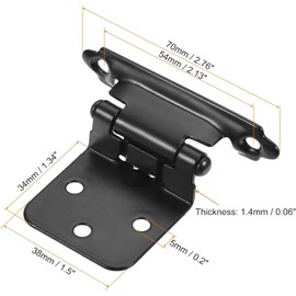 Gasea 10 Pieces Self Closing Hinges, Overlay Flush Cabinet Hinge, Inset Hinges for Kitchen Cabinet Doors