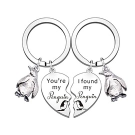 SMARGO 2 PCS Cute Penguin Heart Keyring Gifts For Couples Husband Boyfriend Girlfriend Wife Her Him Valentines Day Anniversary Birthday Christmas You're My Penguin I Found My Penguin