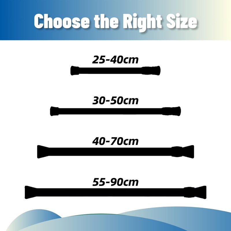 Spring Tension Rods, Adjustable Spring Loaded Expandable Small Curtain Tension