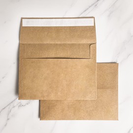50 Pack 5x7 Envelopes for invitations Kraft Envelopes Quick Self Seal Perfect for Weddings, Invitations, Baby Shower Stationery For General, Office 5.25 x 7.25 Inches