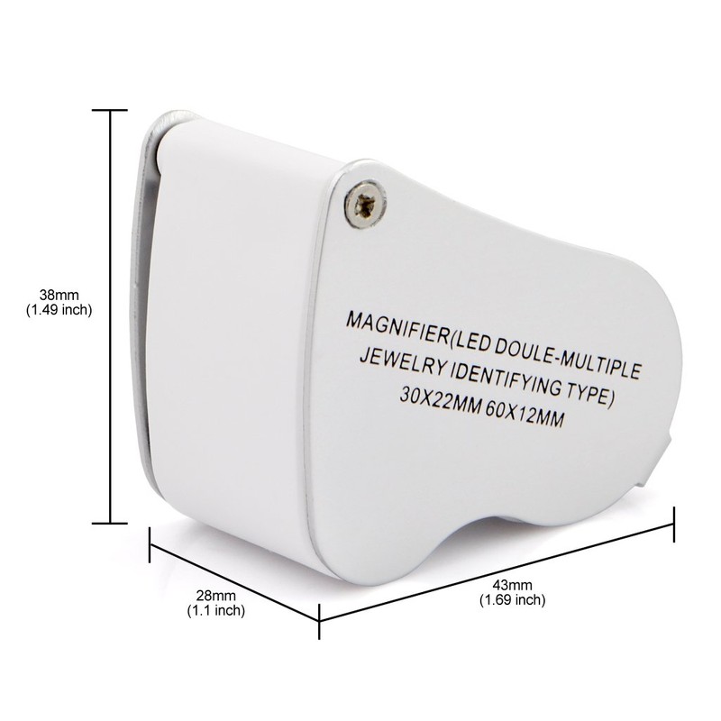 iKKEGOL 30x 60x Dual Lens Jewelers Eye Loupe Illuminated LED