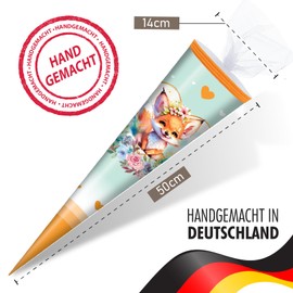 OYOY 50 cm School Cone Filled with Candy Mix I School Cone Fox I School Gift I School Cone Ready Filled I School Cone Medium