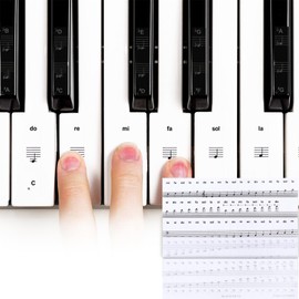 Piano Keyboard Stickers for 54/61/76/88 Key Removable Piano Keyboard Note Label Transparent Piano Notes Guide for Beginners Learning 2Pcs
