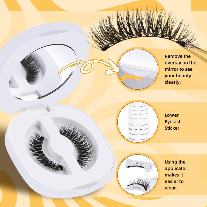 QUEWEL Magnetic Eyelashes, Reusable No Glue Needed Magnetic Eyelashes Kit