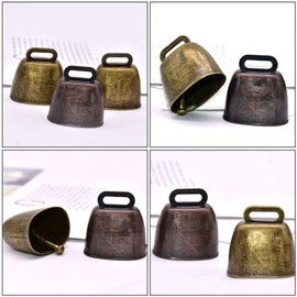 VICASKY Loud Bell Set 4pcs Vintage Cow Bells for Sporting Events As Pet Accessories