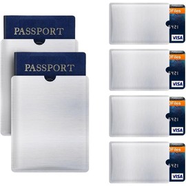RFID Blocking Sleeve Anti  4 Credit Card &amp; 2 Passport Holder Wallet Pocket