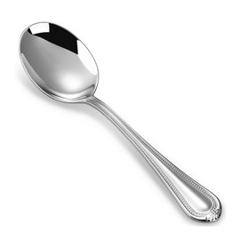 KEAWELL Pearl Edge 4-Piece Premium Spoon Set, 18/10 Stainless Steel, Fine Silverware Spoons with Refined Bead Design, Brightly Polished, Dishwasher Safe (Silver, 6.3" Condiment Spoons)