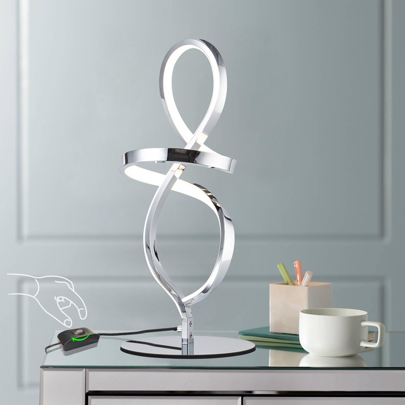 Mayful Modern Table Lamp with LED Spiral Design, Bedside Lamp