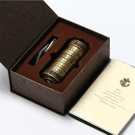 MINGZE Da Vinci Code, Cylinder Lock Box Mini Cryptex Retro Alphabet Locks Valentine's Day Girlfriend Boyfriend Christmas Birthday Interesting Creative Romantic Gift (Golden)