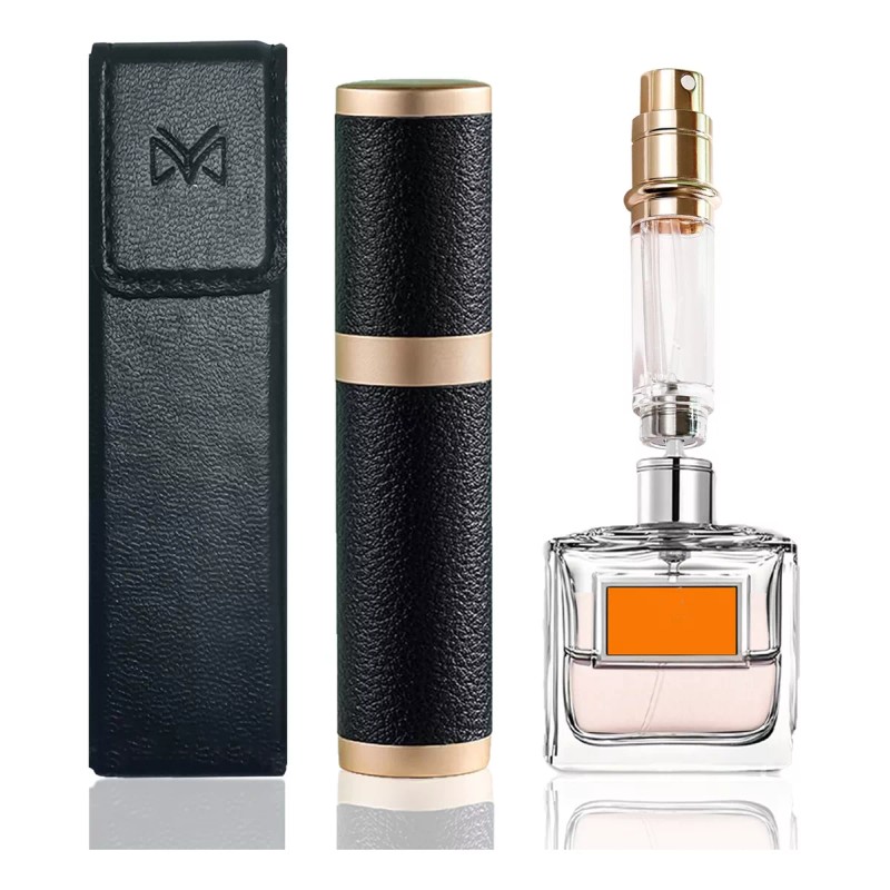 DOMOKO Perfumero Recargable De Viaje Rellenable + Funda De Piel