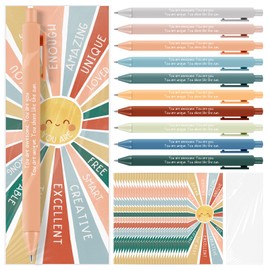 Fullhawl 30 Sets Back to School Gifts Bulk Inspirational Boho Smiling Sun Ballpoint Pens with Bookmarks Motivational First Day of School Gifts for Classroom Awards Stationary Party Supplies