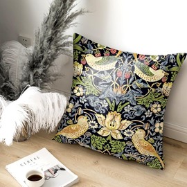 HUASHUZI Cushion Covers William Morris 50x50cm Strawberry Thief Decorations Double Sided Pattern Throw Pillow Case Set of 2 Home Decor for Sofa Bench Couch