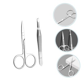 Minkissy 5sets Stainless Steel Eyebrow Grooming Kit Precision Tweezers Brow Scissors for Eyebrow Shaping Ergonomic Easy to Use Brow Tools for Personal Professional Grooming