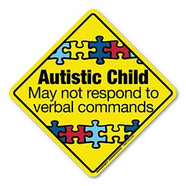 Autistic Child Emergency Alert Sticker by Magnet America is 5 ½” x 5 ½” Made for Vehicles, Laptops, and Refrigerators