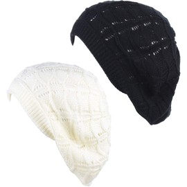 BYOS - Gorro de punto suave y ligero, Paquete de 2, blanco y negro, Talla única