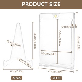 Pack of 5 35PT Magnetic Card Holder UV Protection Transparent Card Frame Card Sleeves Protective Cases with Stand Pack of 5 for Magic, MTG, Sports, Baseball, Football Hard Card Sleeves