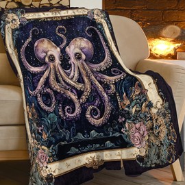 Sweetfox - Manta de pulpo divertida para decoración del océano de pulpo, regalos para niñas y niños, súper cálida, suave, de felpa, ligera, de franela de forro polar, para niños, adultos, mujeres y