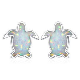 Turtle Earrings Sterling Silver Sea Turtle Stud Earrings for Women Earrings with Opal Jewelry Gifts for Women