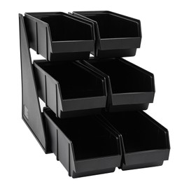 SanBouSi Coffee Bar Condiment Organizer 6 Compartment Trapezoidal Design, Easy to Take, Coffee Station Organizer for Home, Office and Breakroom, Black
