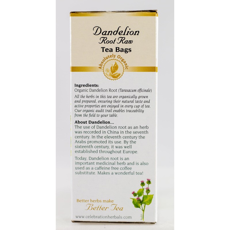 Celebration Herbals - Organic Dandelion Root Raw Tea - Caffeine