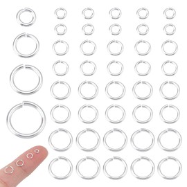 NBEADS 240 Pcs 4 Sizes 925 Sterling Silver Open Jump Rings, 3/4/5/6mm Assorted Size Jewelry Connector Ring Circle Clasp Jewelry Repair Kits for Crafts and Keychain Rings Supplies
