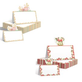100Pcs Tea Party Theme Seating Cards Place, ，100 Seating Decorations Name Cards Reunion Invitations Table Décor Cards Perfect Garden or Afternoon Tea Parties Two Design