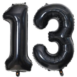 40 Inch Black 13 Number Balloons Giant Jumbo Huge 13 or 31 Foil Mylar Helium Number Digital Balloons Black Birthday Mylar Digital Balloons 13th 31st Birthday Anniversary Events Party Decorations