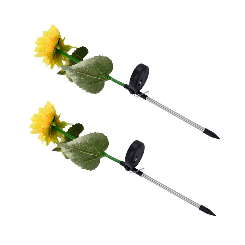 2Pcs Solar Powered LED Lamp Artificial Flower Light Garden Courtyard