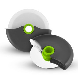COQUO - Cortador de Pizza de Acero Inoxidable con Tapa Protectora - Fácil de Usar y Limpiar - Ideal para Pizzas, Sandwiches, Tortas, y más! - Rebanador de pizza - Stainless Steel Pizza Cutter (Verde)