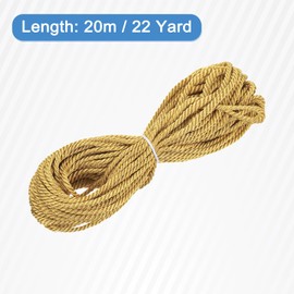 MECCANIXITY Twisted Cord Trim, 22 Yard 3.5mm 3-Ply Twine Braided Rope Shiny Thread String for Craft Gift Bag Curtain Christmas Decor, Champagne Gold - 20m