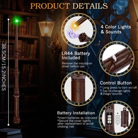 EZVYAO Light Up Wizard Wand with 4 Color Lightings & Sounds - 6 Pack Illuminating Magic Witch Toy Wands for Kids Party Cosplay, Hive