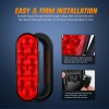 Nilight 6Inch Oval Trailer Tail Light 6PCS Red White 10LED