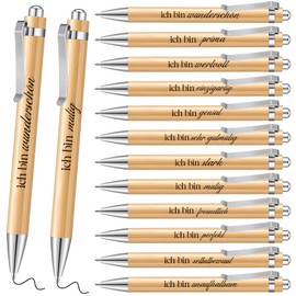 Tenare 12 Inspirational Ballpoint Pens Wooden Retractable Ballpoint Pens with Motivational Quotes Motivation Pens Funny Retractable Ballpoint Pen Motivation Pens with Black Ink for Women Men