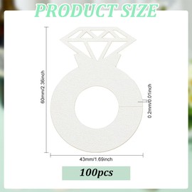 FINGERINSPIRE 100 Pcs Diamond Ring Wine Glass Markers 2.4x1.7 White Wine Glass Drink Charms Paper Cocktail Champagne Name Tags Wedding Glass Identifiers for Wedding Birthday Party Valentines