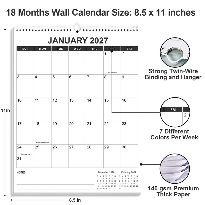 2026-2027 Wall Calendar - Runs from July 2026 until December