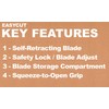 COSCO 091508 Easycut Cutter Knife w/Self-Retracting Safety-Tipped Blade, Black/Blue