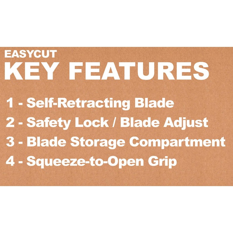 COSCO 091508 Easycut Cutter Knife w/Self-Retracting Safety-Tipped Blade, Black/Blue