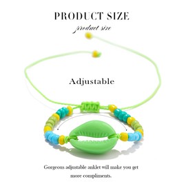 Handcess Boho Anklet Colourful Beads Anklet Adjustable Shell Anklet Beads Foot Jewellery for Women and Girls (Green)