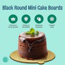 O'CREME Gold Round Mini Cake Boards with Tab – 3-1/4 Inch Grease-Proof, Foil-Covered, Food Grade Cardboard for Cupcakes, Pastries, Desserts - for Wedding, Anniversary, Birthday Parties, 100 Count